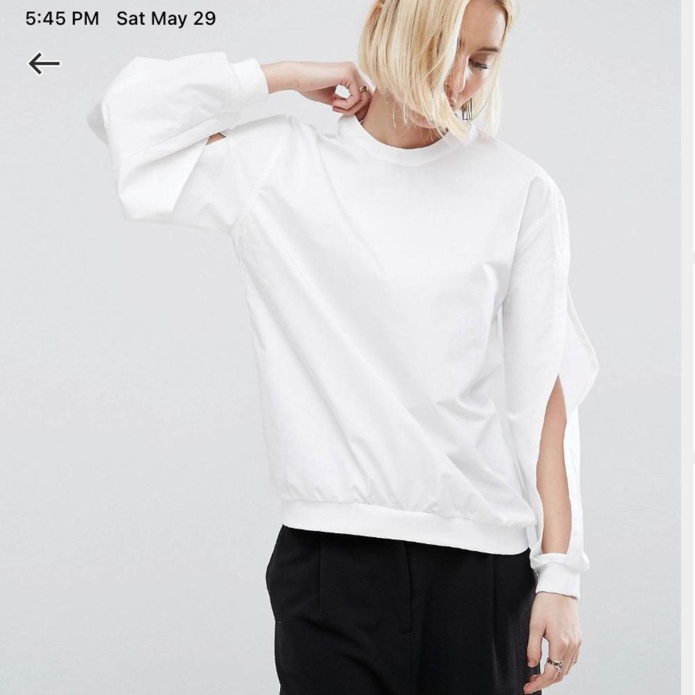 ASOS WHITE COTTON SPLIT ARM BLOUSE